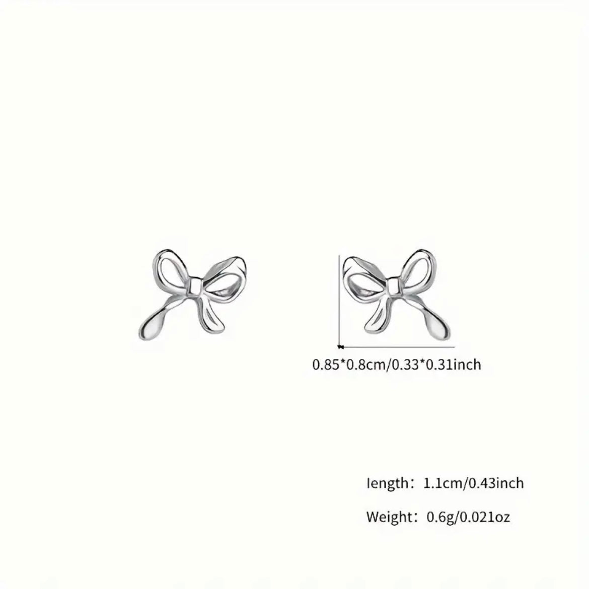 Silver bow stud earrings