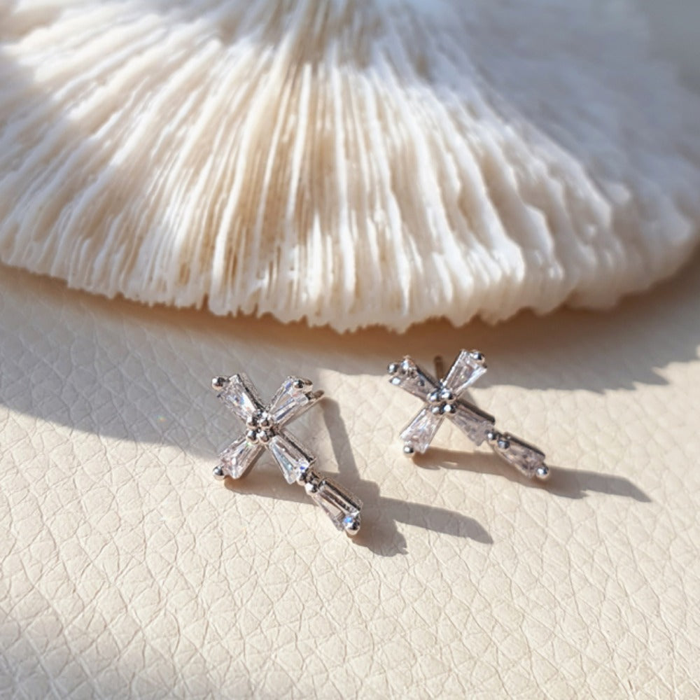 Cubic cross earrings