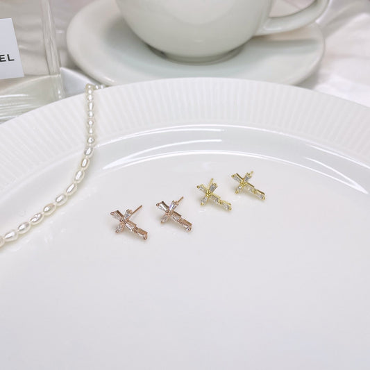 Cubic cross earrings