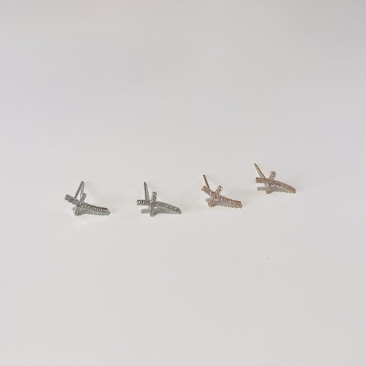 Chrome saint earrings