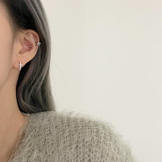 Chrome saint earrings