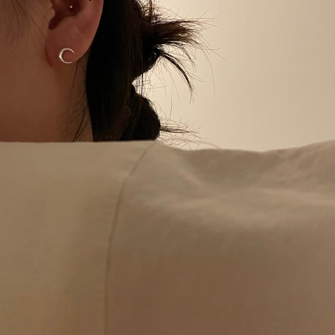 Old moon stud earrings