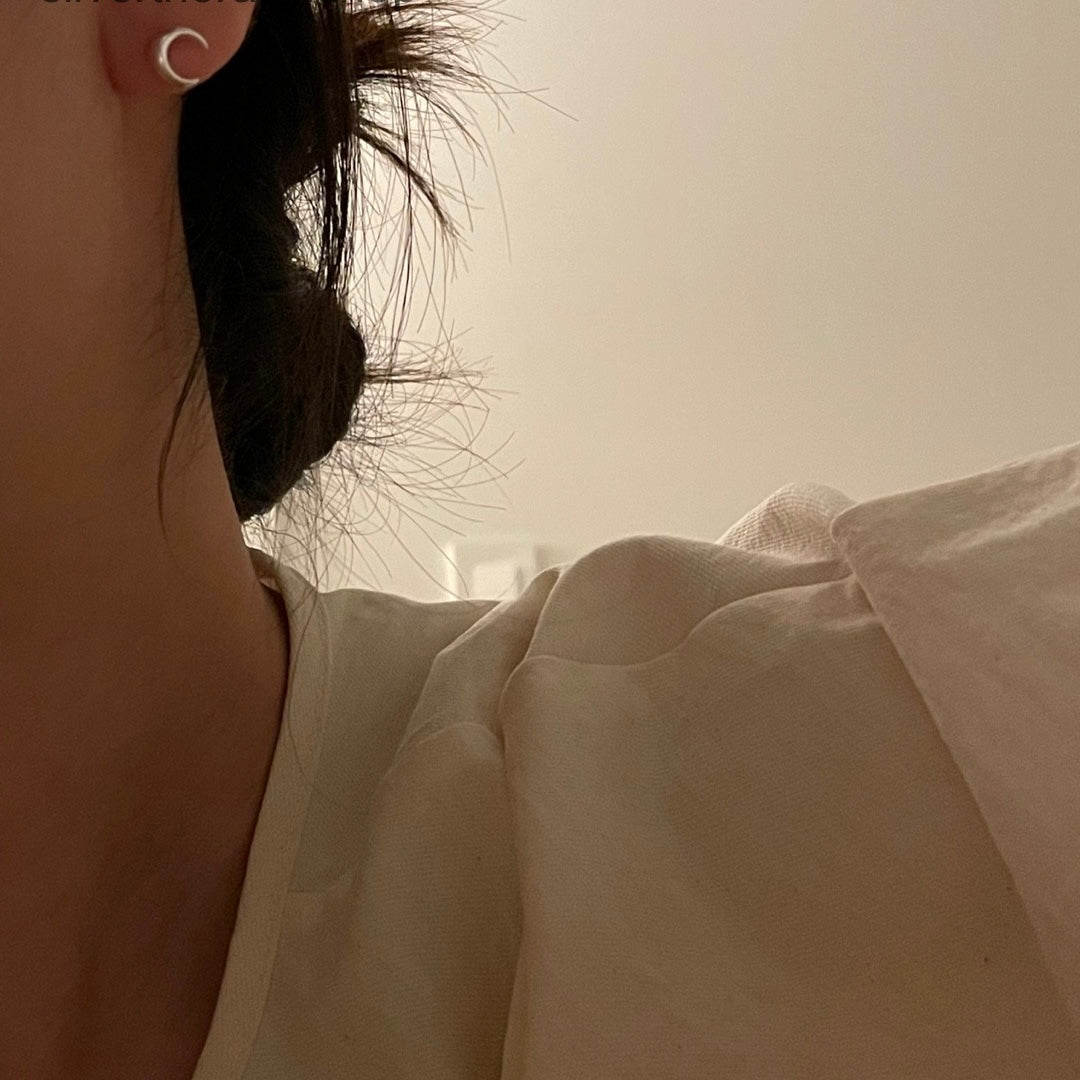 Old moon stud earrings