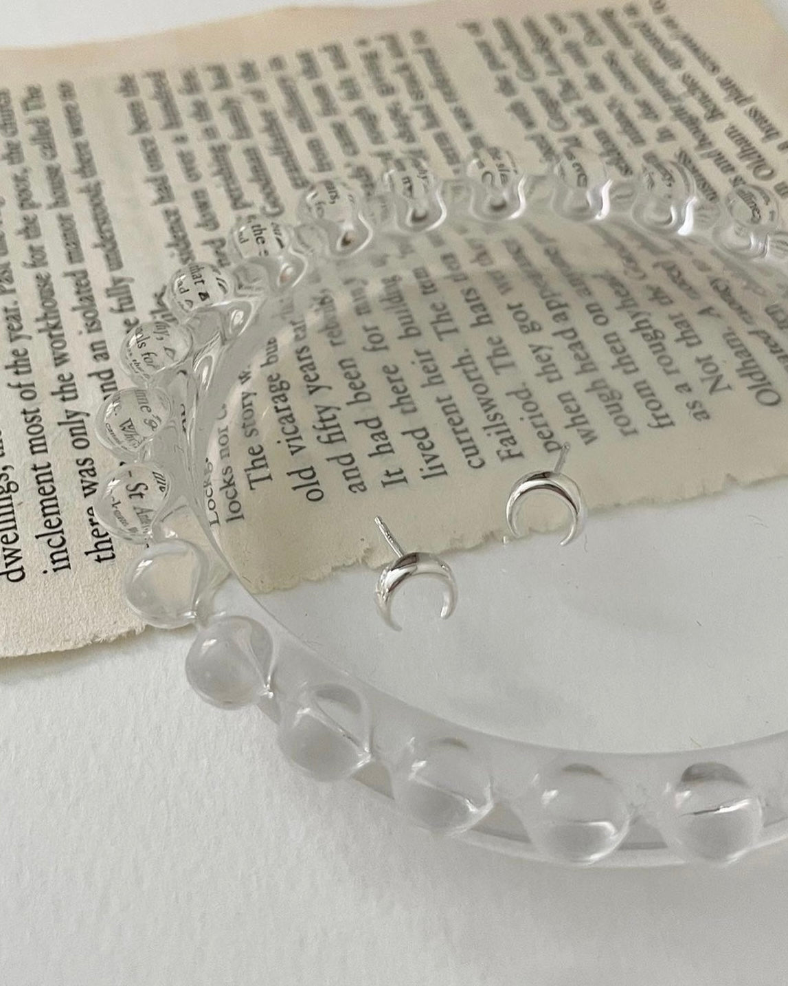 Old moon stud earrings