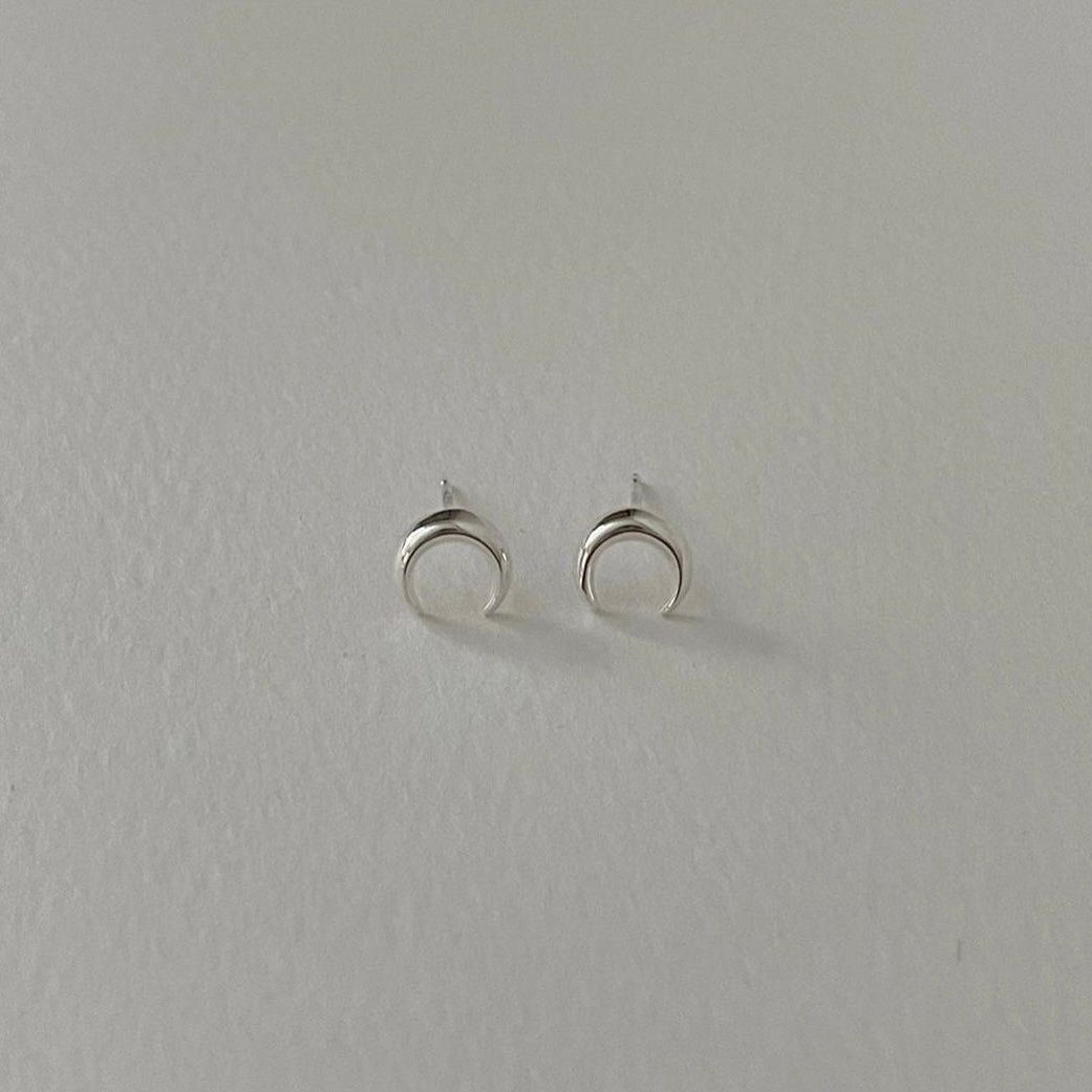 Old moon stud earrings
