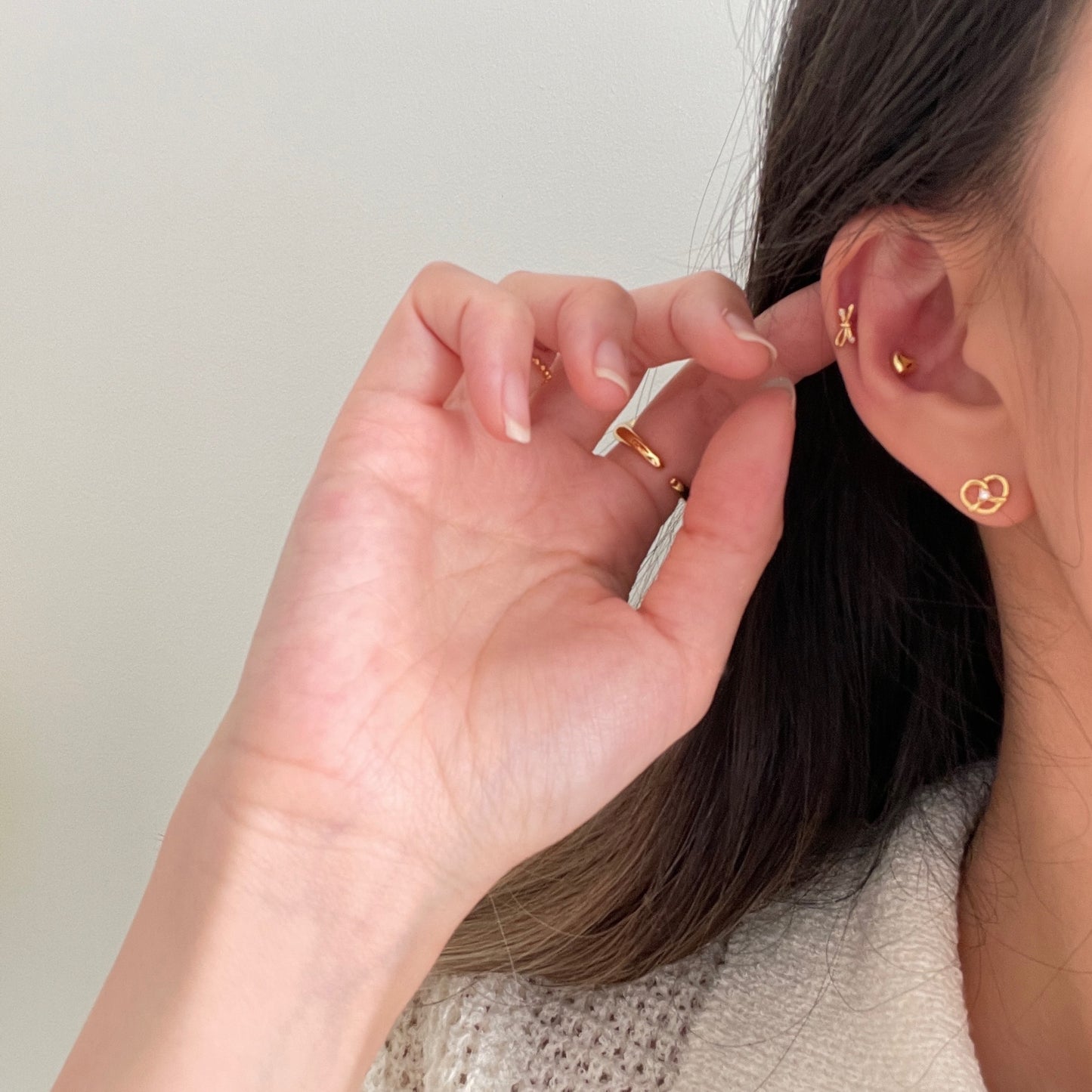 Mini pretzel stud earrings