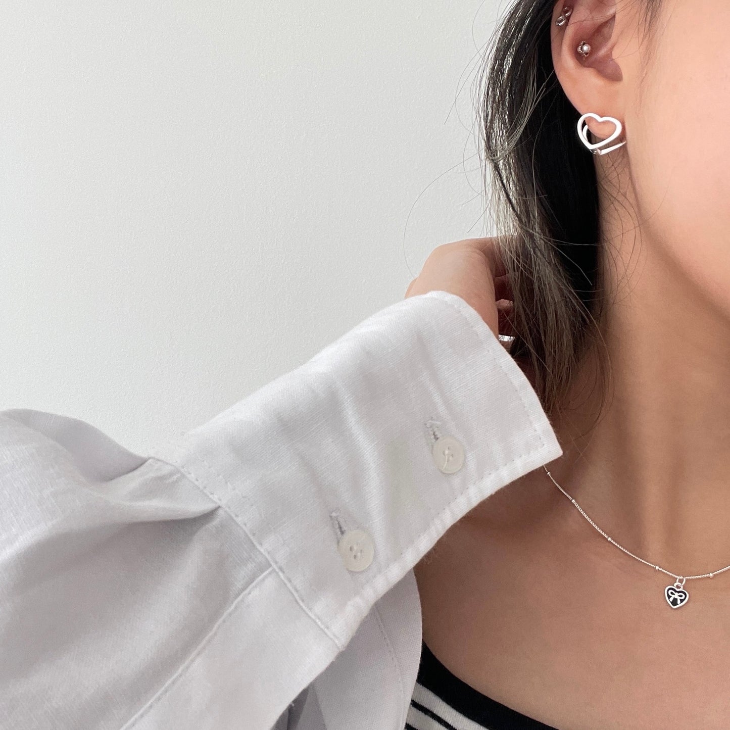 Cube heart onetouch earrings