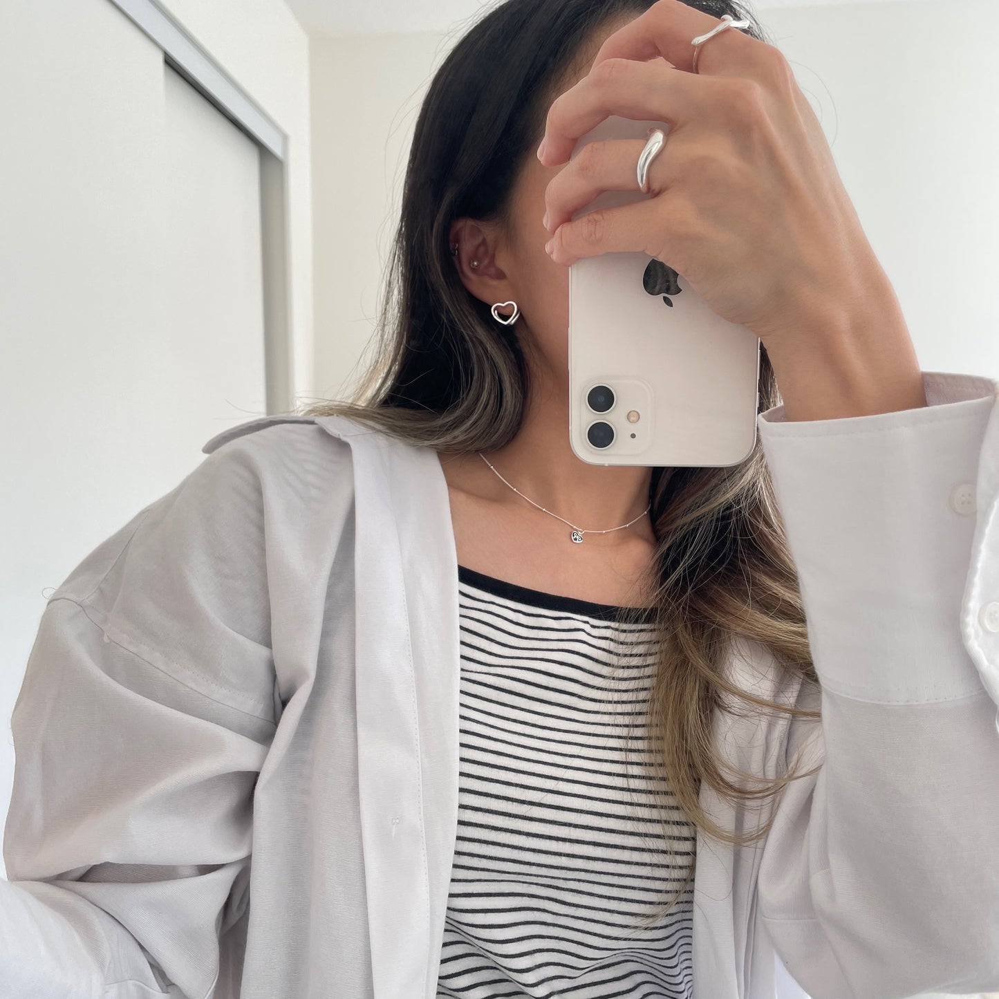 Cube heart onetouch earrings