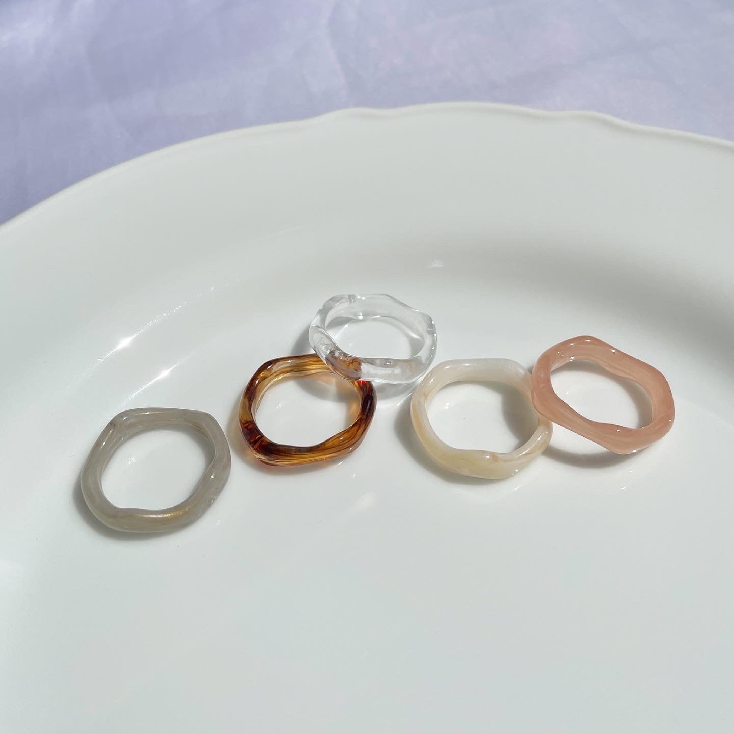 Marble wave ring 5 set