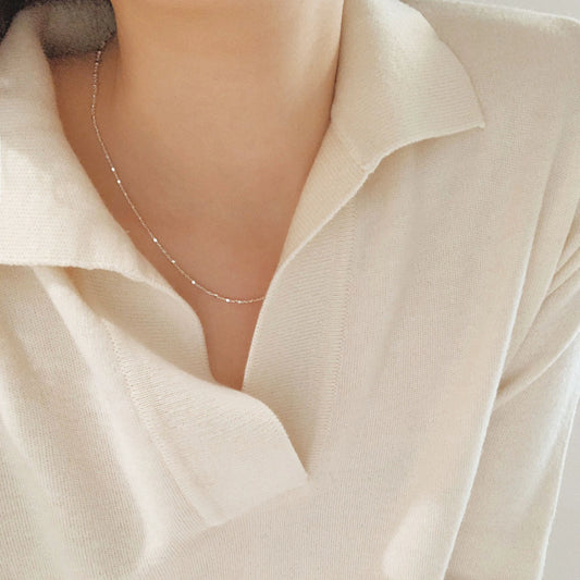 Silver cube point necklace