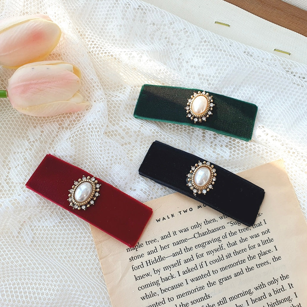 Velvet sunpearl headband & hairpin
