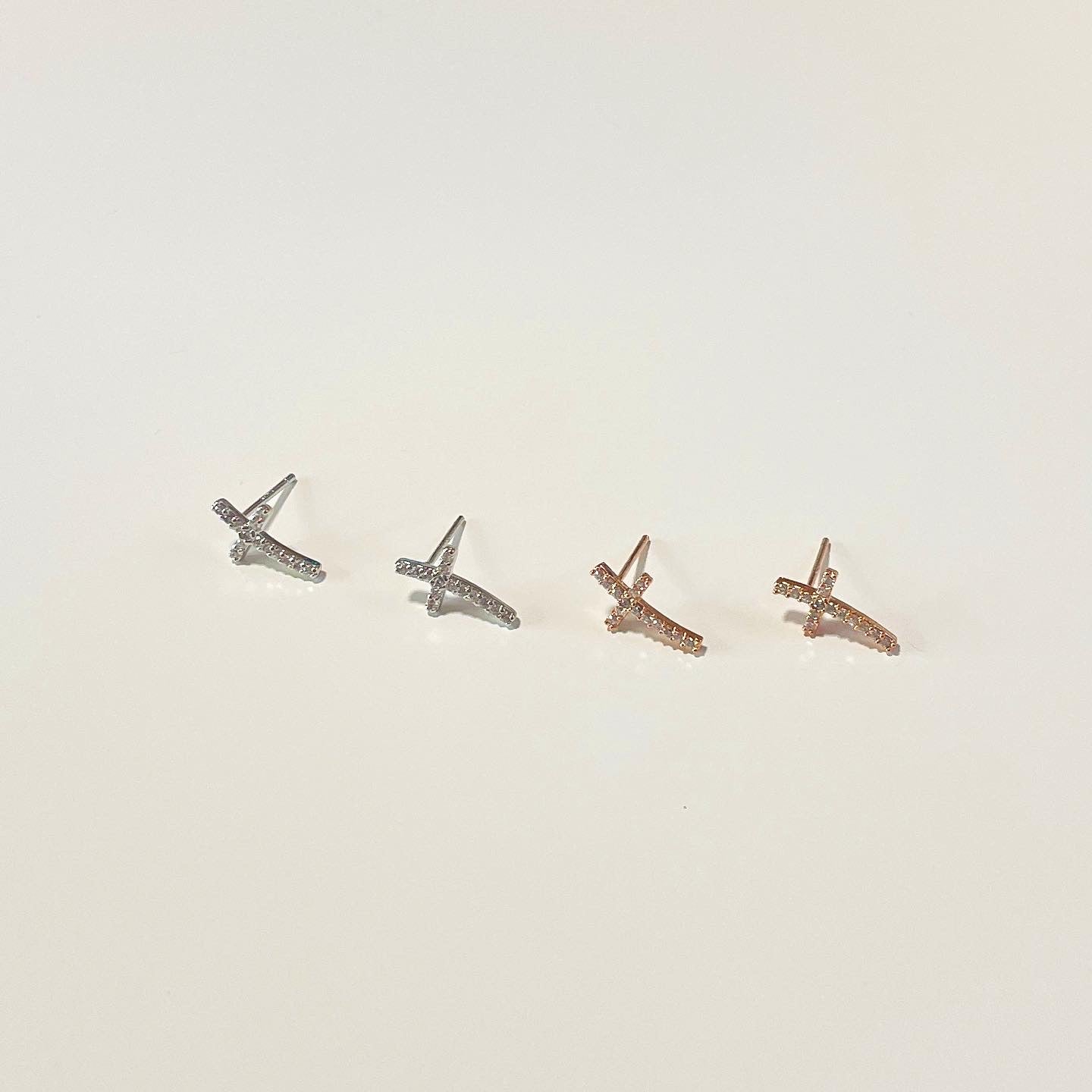 Chrome saint earrings