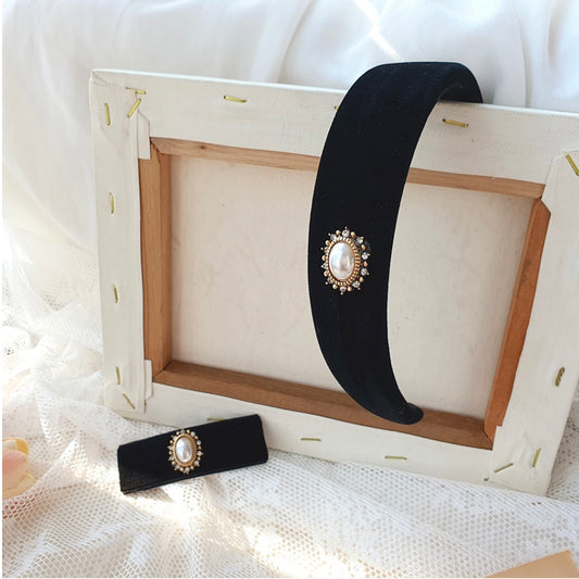 Velvet sunpearl headband & hairpin