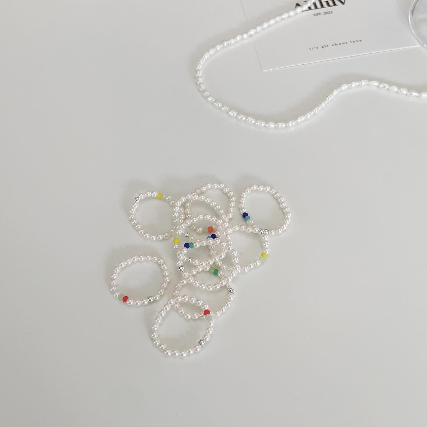 Retro pearl beads ring