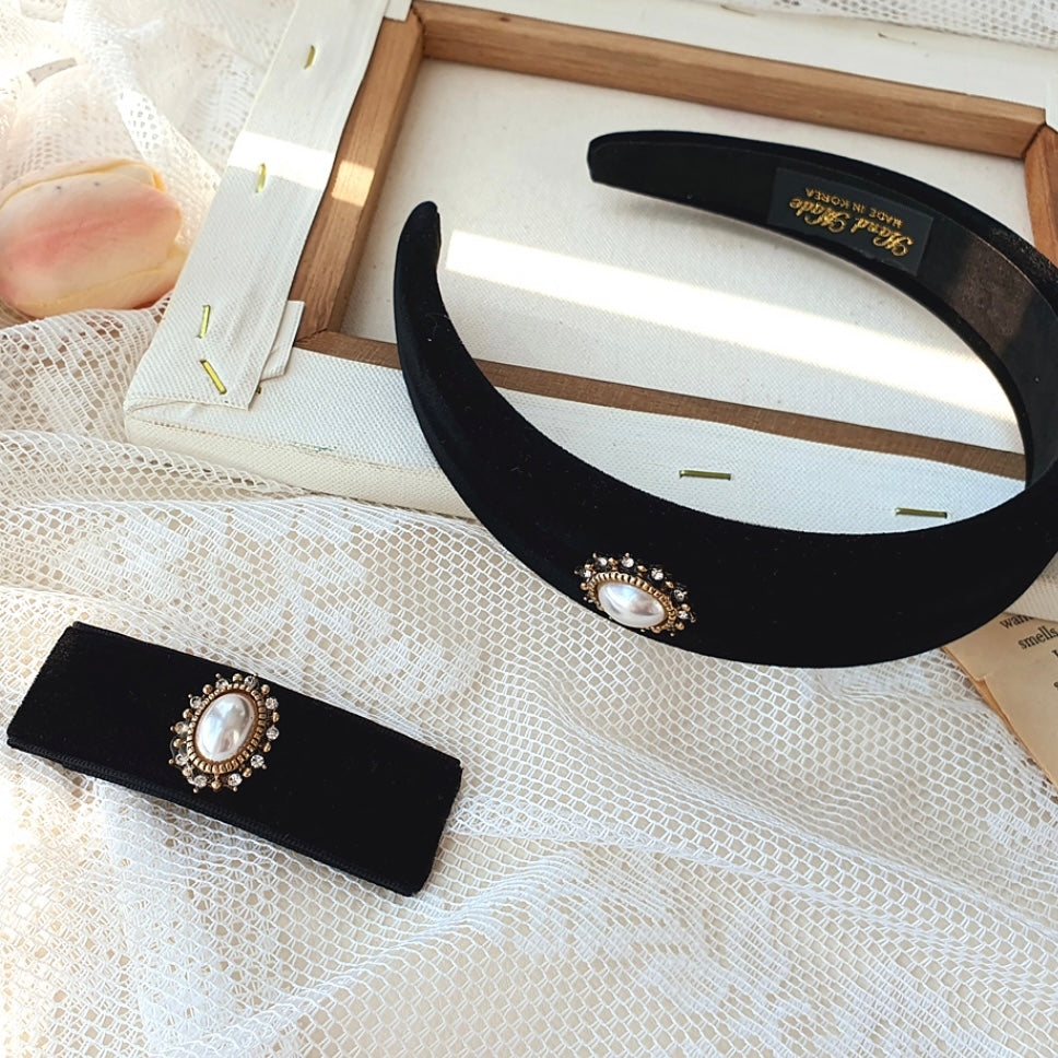 Velvet sunpearl headband & hairpin