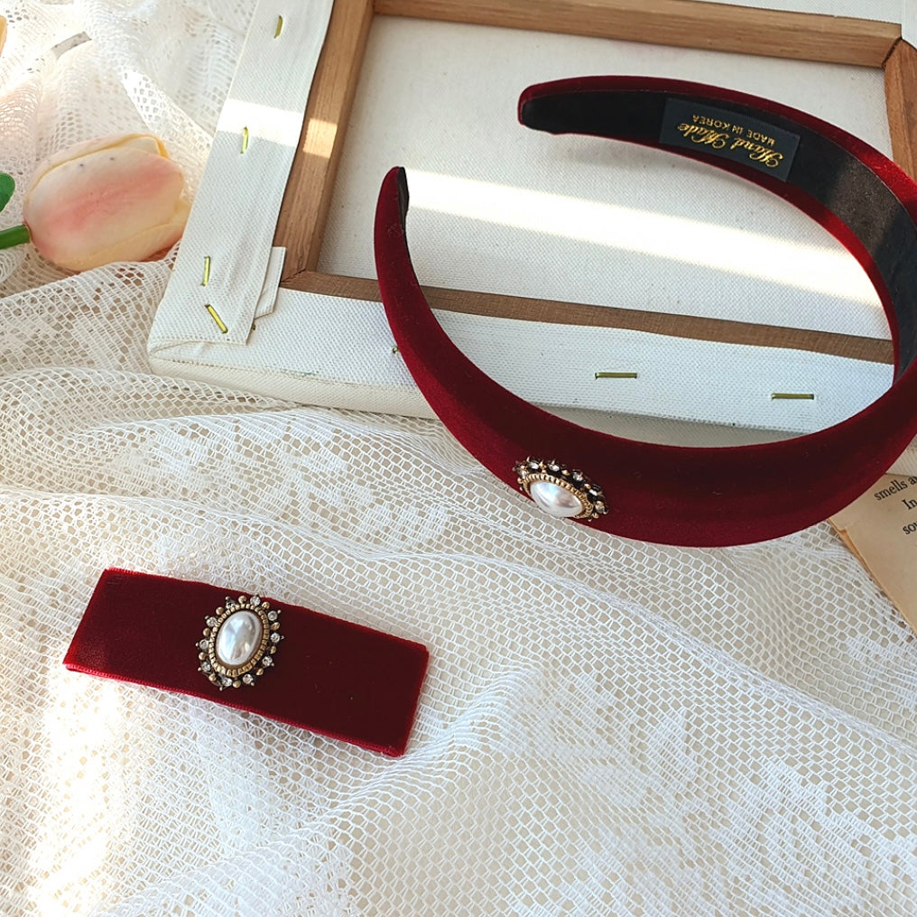 Velvet sunpearl headband & hairpin
