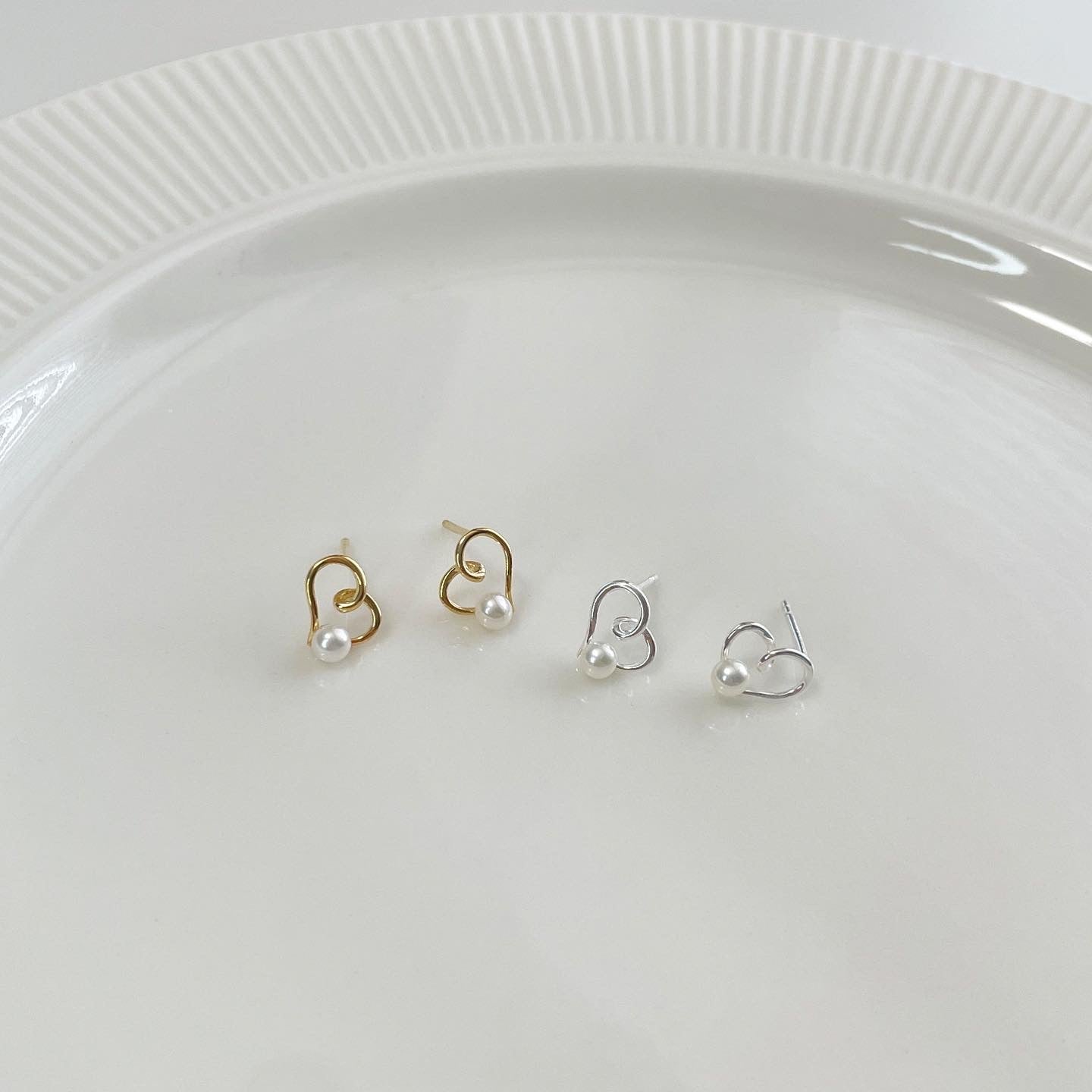 Pearlie heart earrings