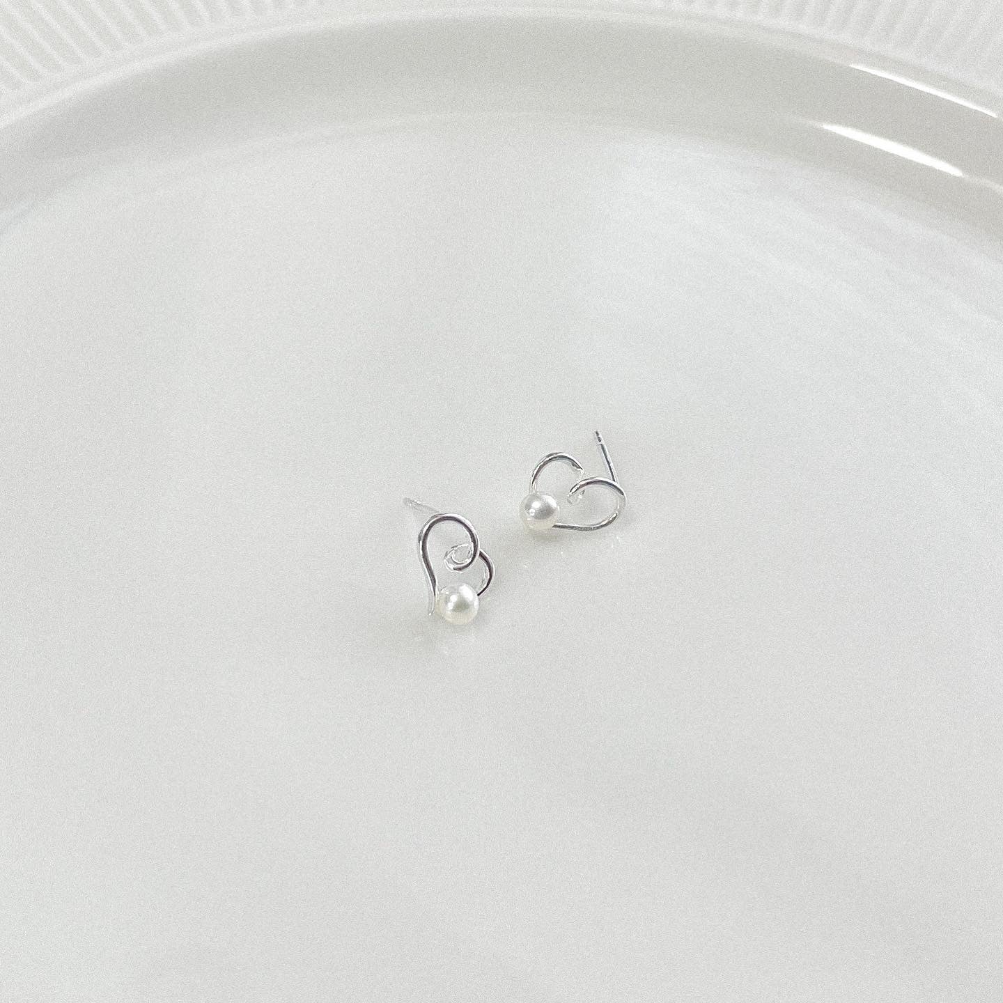 Pearlie heart earrings