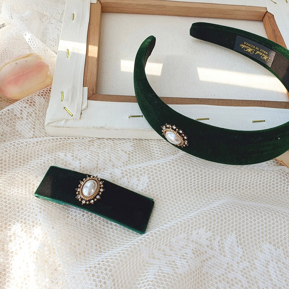 Velvet sunpearl headband & hairpin